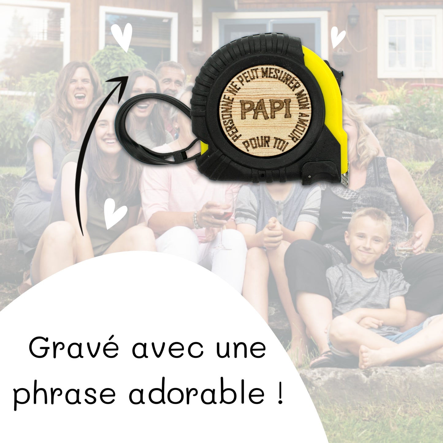 METRE RUBAN - 3M - JAUNE - PAPI - MON AMOUR POUR TOI