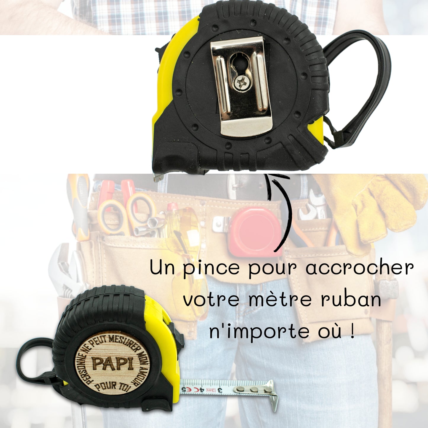 METRE RUBAN - 3M - JAUNE - PAPI - MON AMOUR POUR TOI