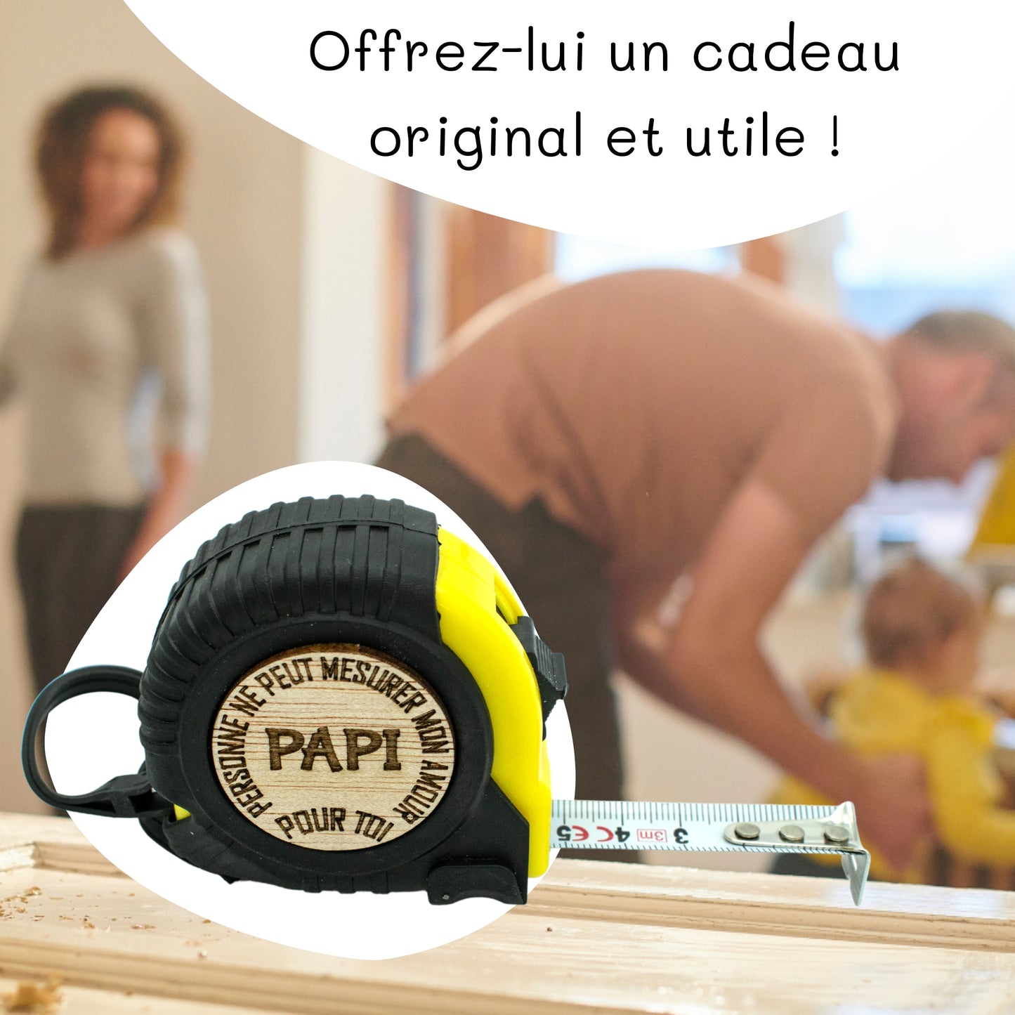 METRE RUBAN - 3M - JAUNE - PAPI - MON AMOUR POUR TOI