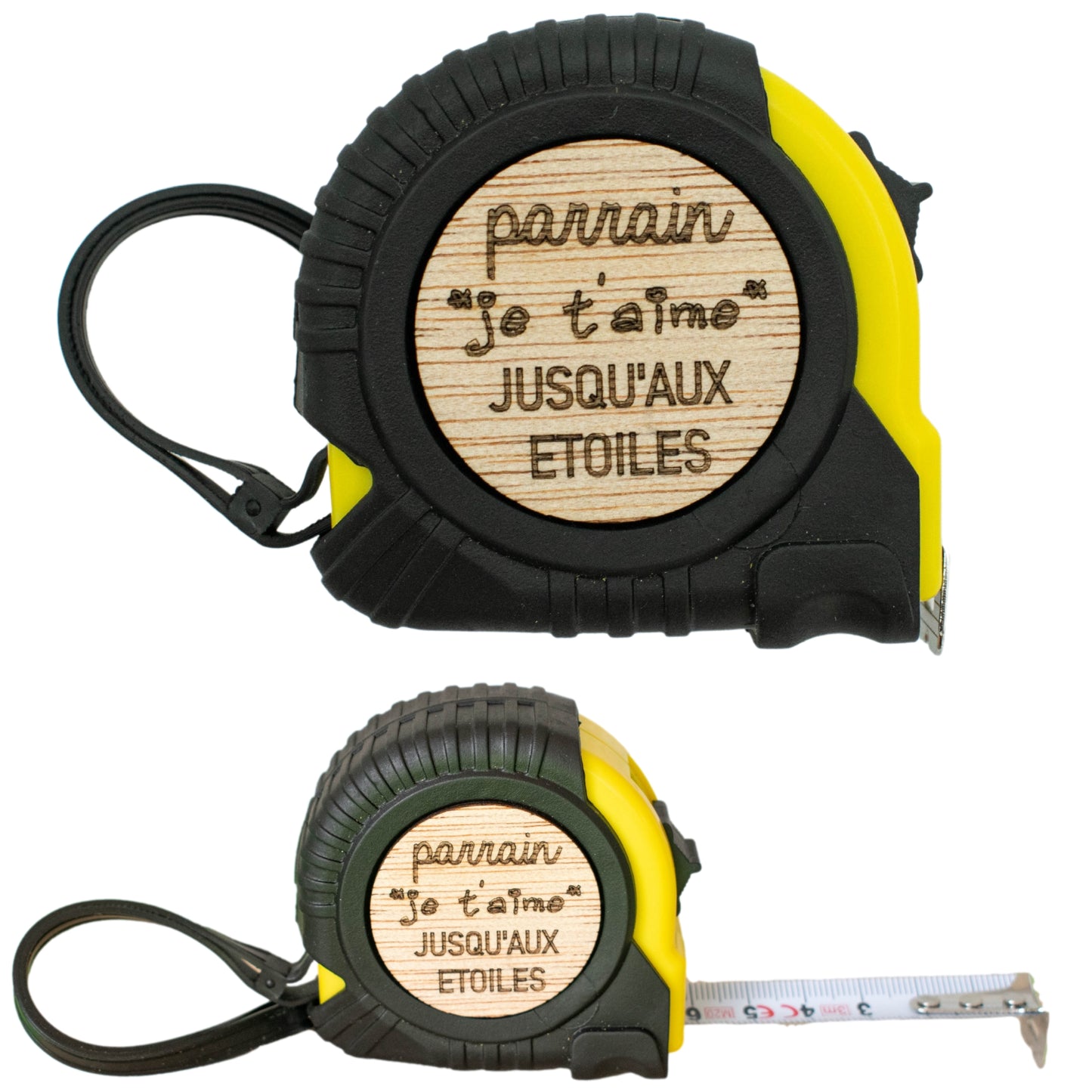 METRE RUBAN - 3M - JAUNE - PARRAIN - JE T'AIME JUSQU'AUX ETOILES