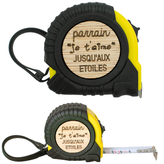 METRE RUBAN - 3M - JAUNE - PARRAIN - JE T'AIME JUSQU'AUX ETOILES