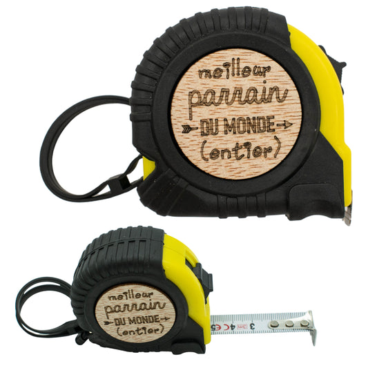 METRE RUBAN - 3M - JAUNE - PARRAIN - MEILLEUR DU MONDE ENTIER