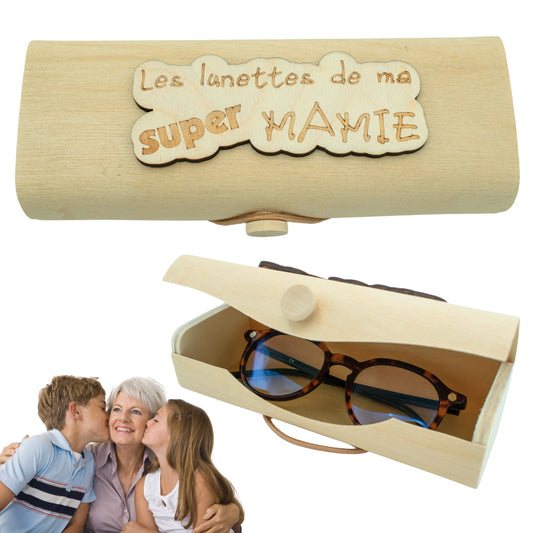 BOITIER LUNETTES EN BOIS - SUPER MAMIE