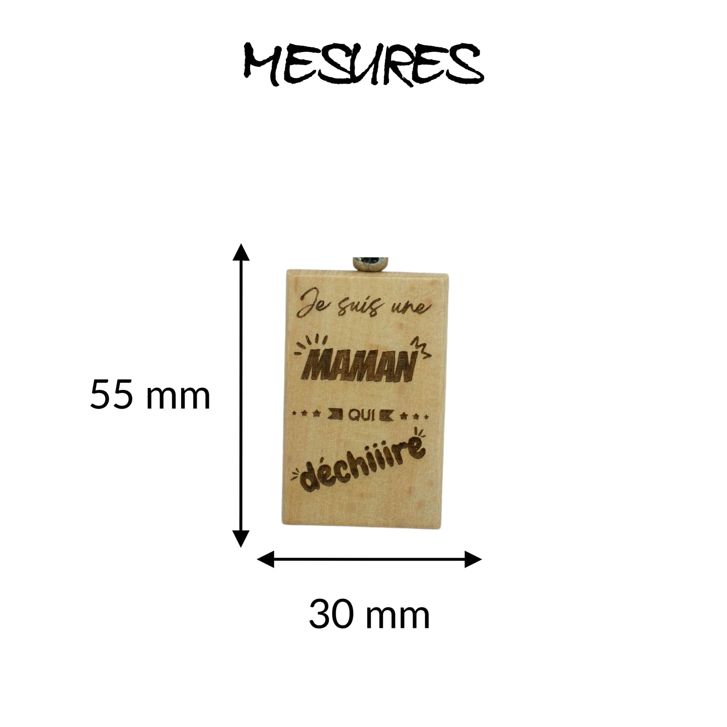 PORTE-CLEFS RECTANGLE EN BOIS - MAMAN - DECHIRE