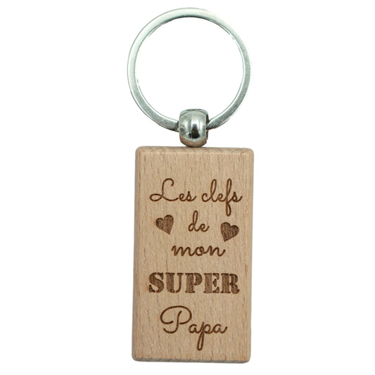 PORTE-CLEFS RECTANGLE EN BOIS - PAPA - LES CLEFS