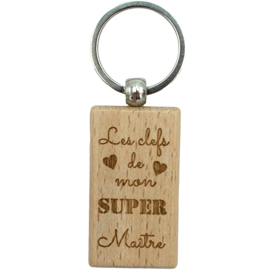 PORTE-CLEFS RECTANGLE EN BOIS - MAITRE - LES CLEFS DE MON SUPER MAITRE