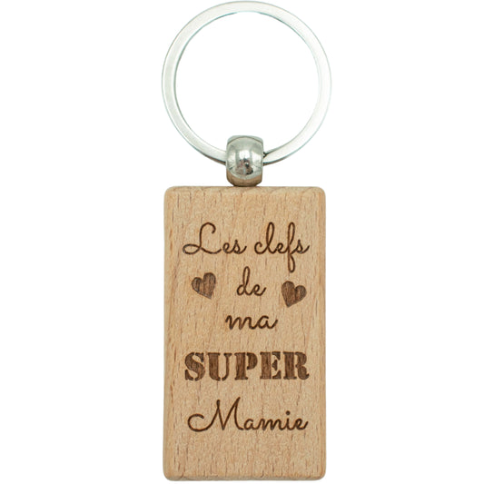 PORTE-CLEFS RECTANGLE EN BOIS - MAMIE - LES CLEFS DE MA SUPER MAMIE