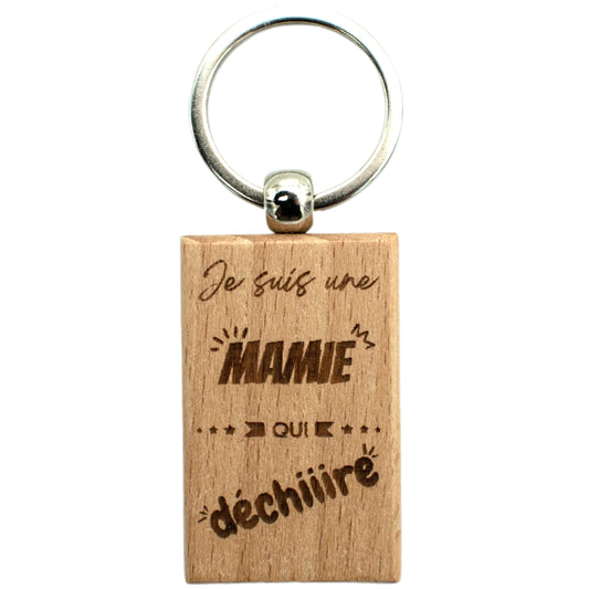 PORTE-CLEFS RECTANGLE EN BOIS - MAMIE - MAMIE QUI DECHIRE