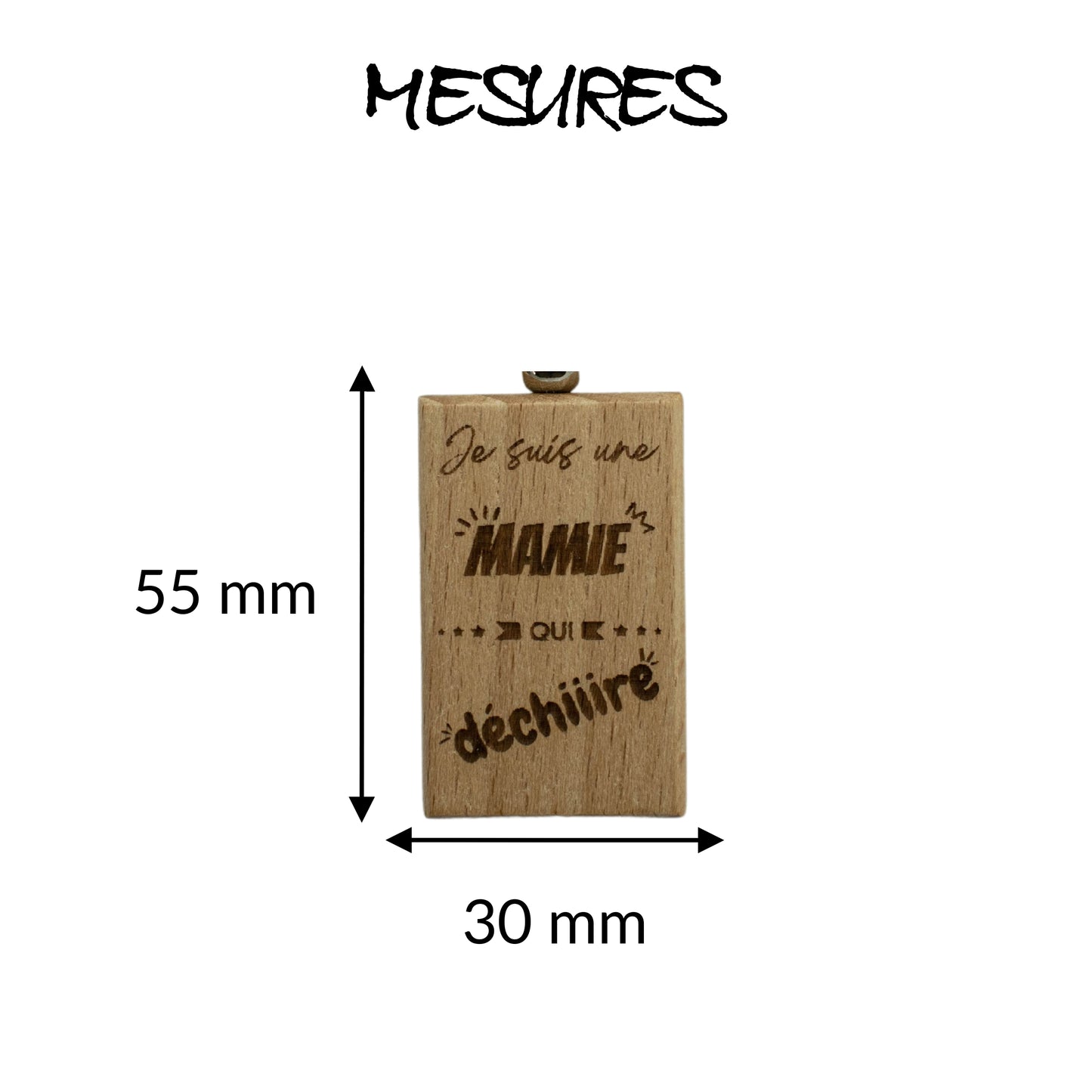 PORTE-CLEFS RECTANGLE EN BOIS - MAMIE - MAMIE QUI DECHIRE