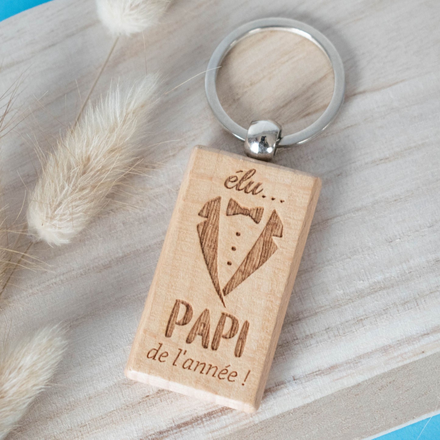 PORTE-CLEFS RECTANGLE EN BOIS - PAPI - ELU