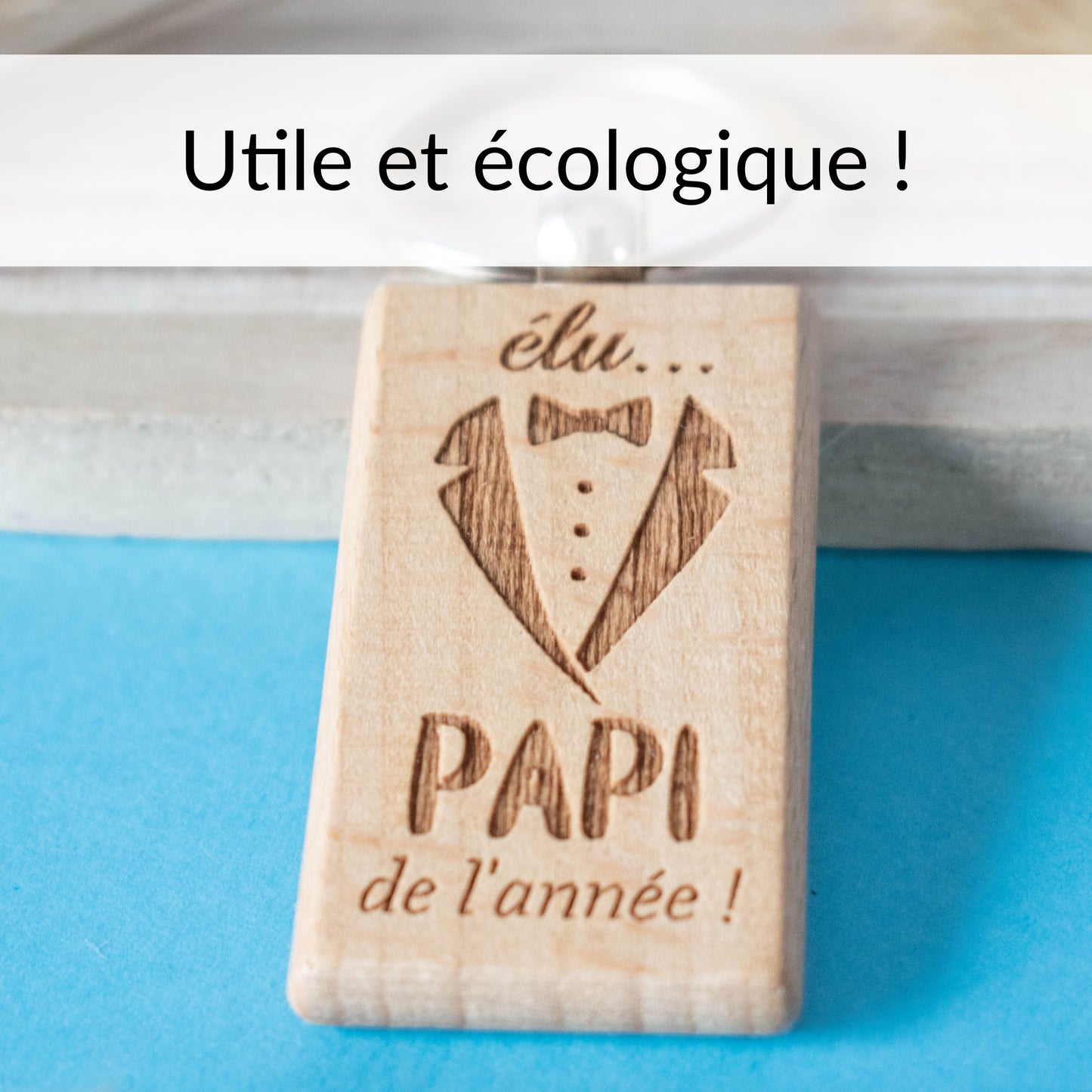 PORTE-CLEFS RECTANGLE EN BOIS - PAPI - ELU