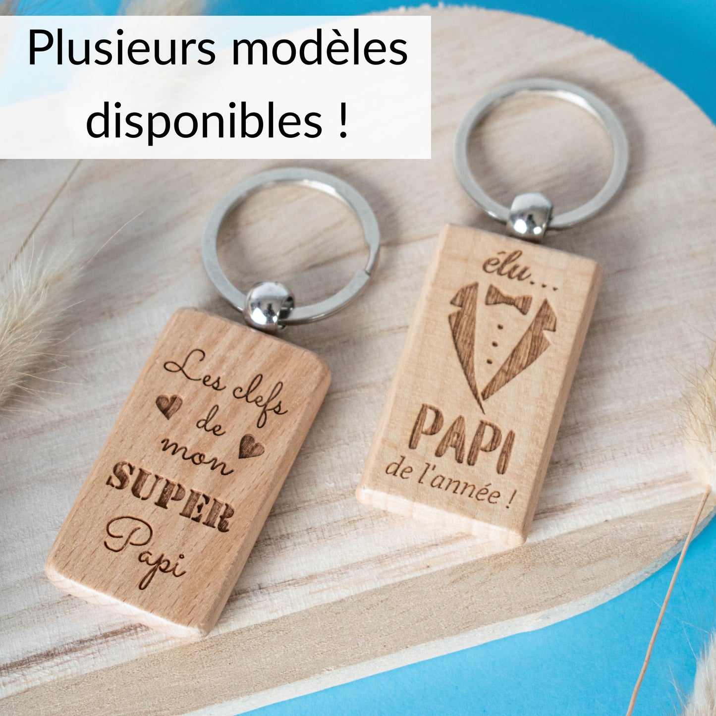 PORTE-CLEFS RECTANGLE EN BOIS - PAPI - ELU