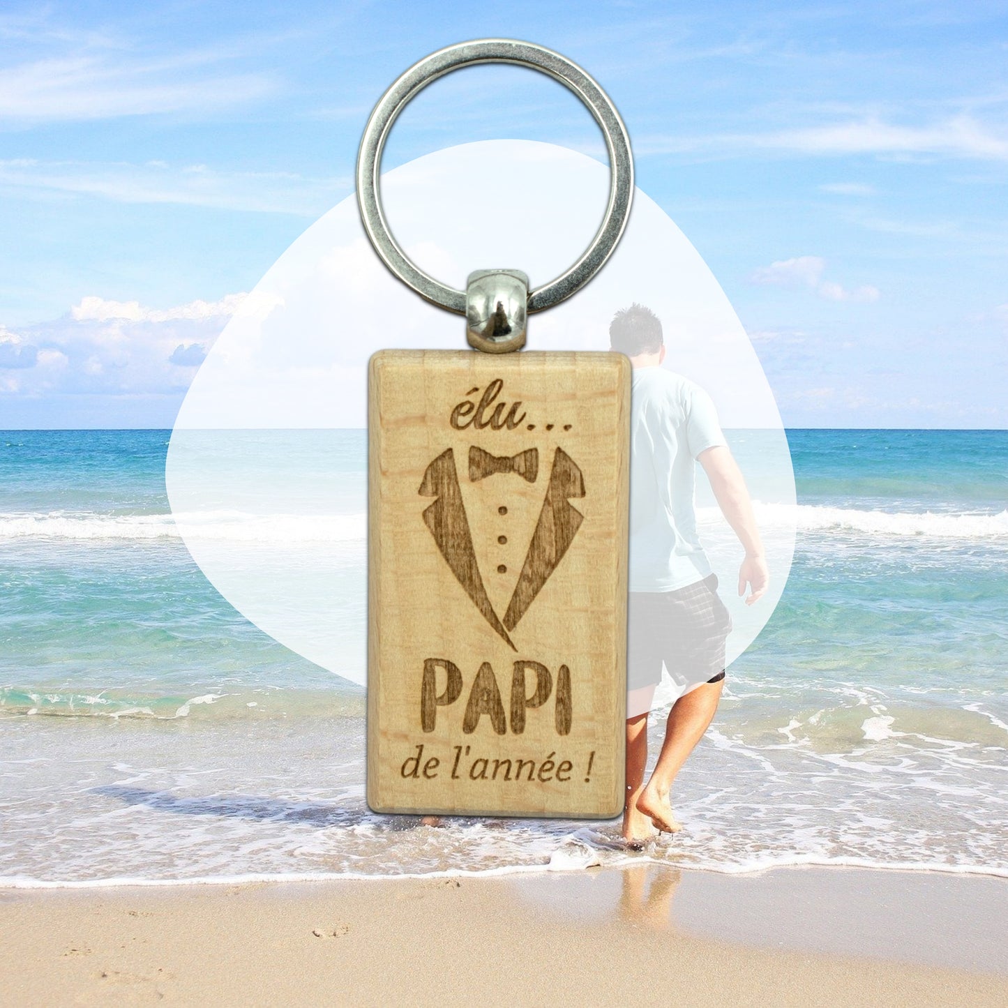 PORTE-CLEFS RECTANGLE EN BOIS - PAPI - ELU