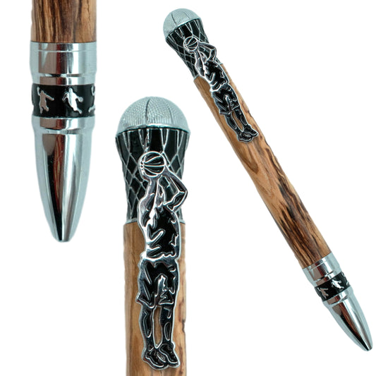 STYLO EN BOIS D'OLIVIER - MODELE BASKETBALL
