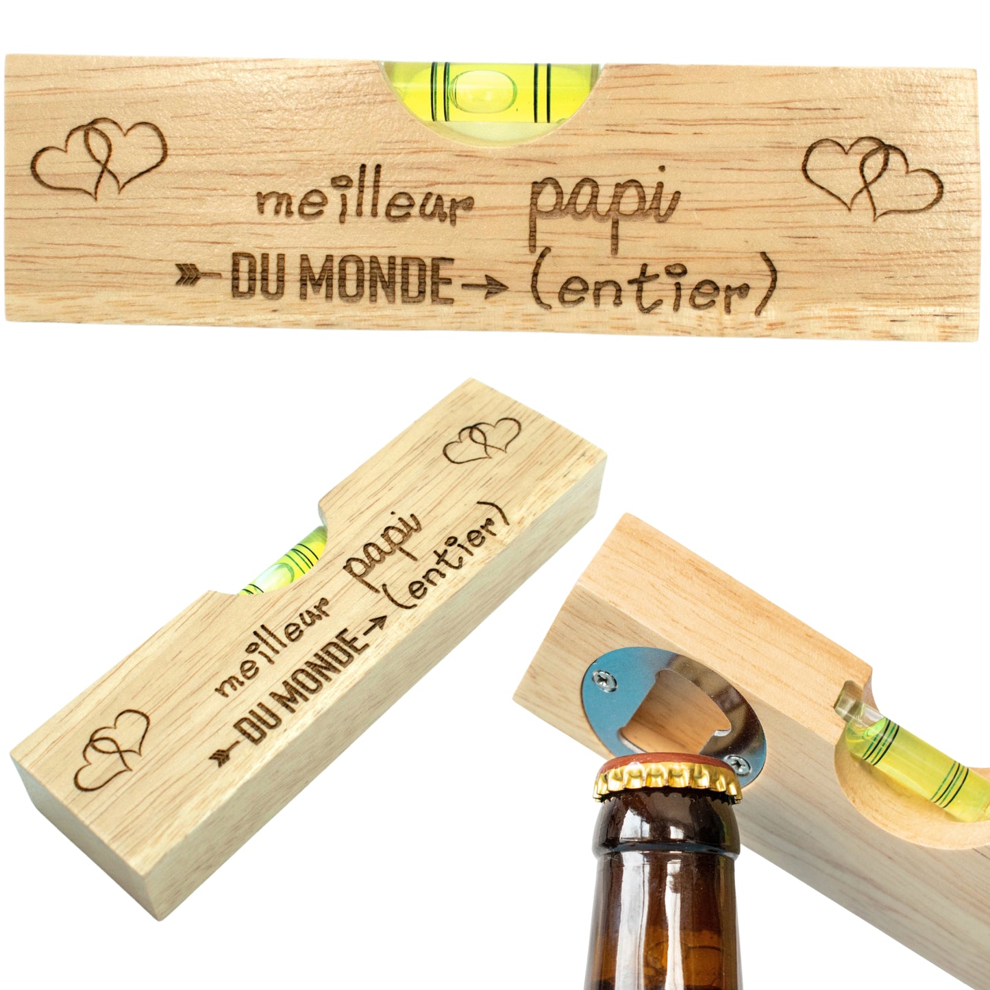 DECAPSULEUR EN BOIS 2 EN 1 - NIVEAU - PAPI - MEILLEUR DU MONDE ENTIER