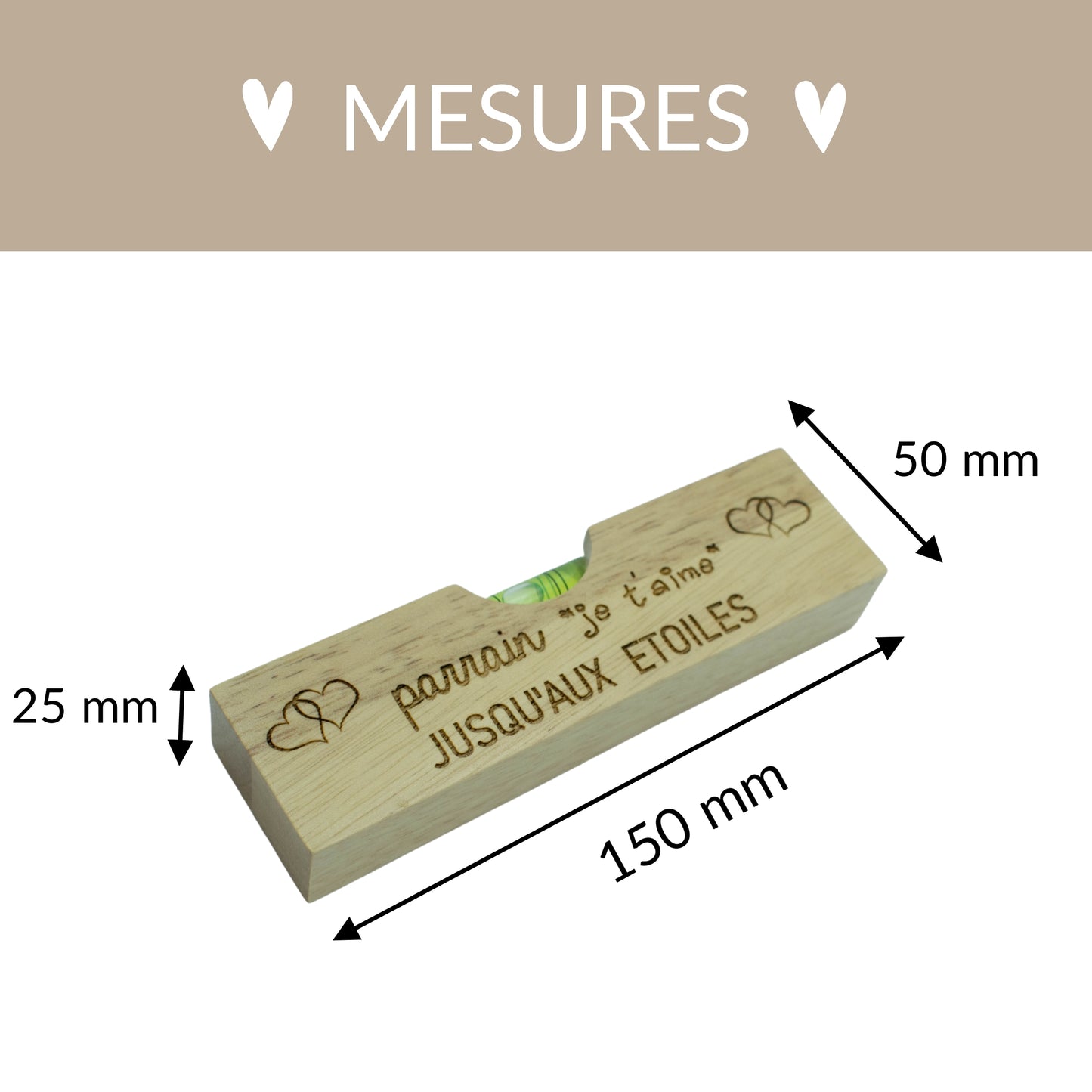 DECAPSULEUR EN BOIS 2 EN 1 - NIVEAU - PARRAIN - JE T'AIME JUSQU'AUX ETOILES