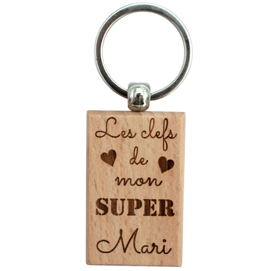 PORTE-CLEFS RECTANGLE EN BOIS - MARI - LES CLEFS