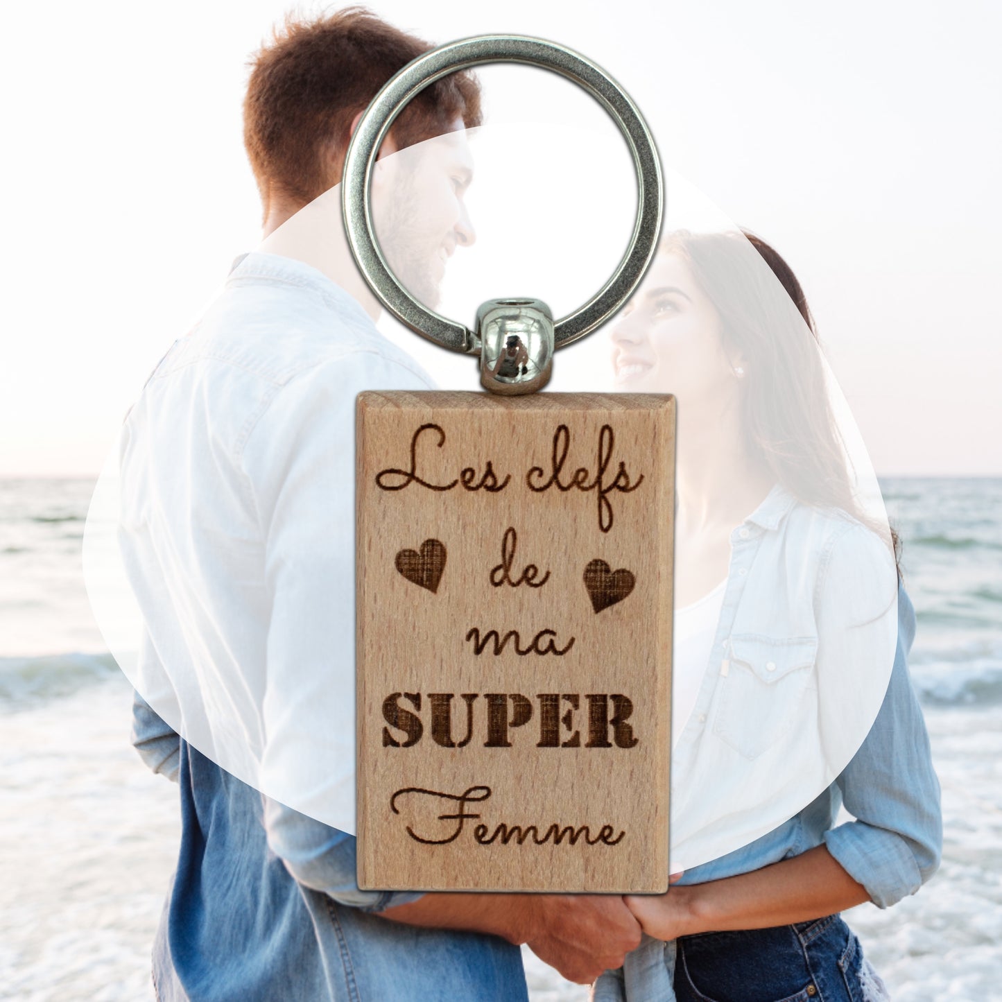 PORTE-CLEFS RECTANGLE EN BOIS - FEMME - LES CLEFS
