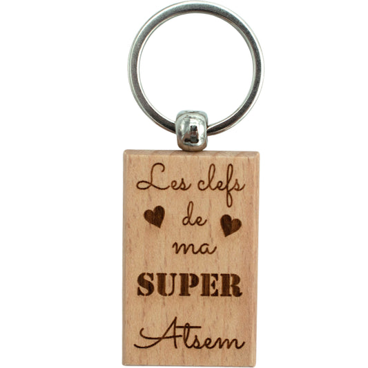 PORTE-CLEFS RECTANGLE EN BOIS - ATSEM - LES CLEFS