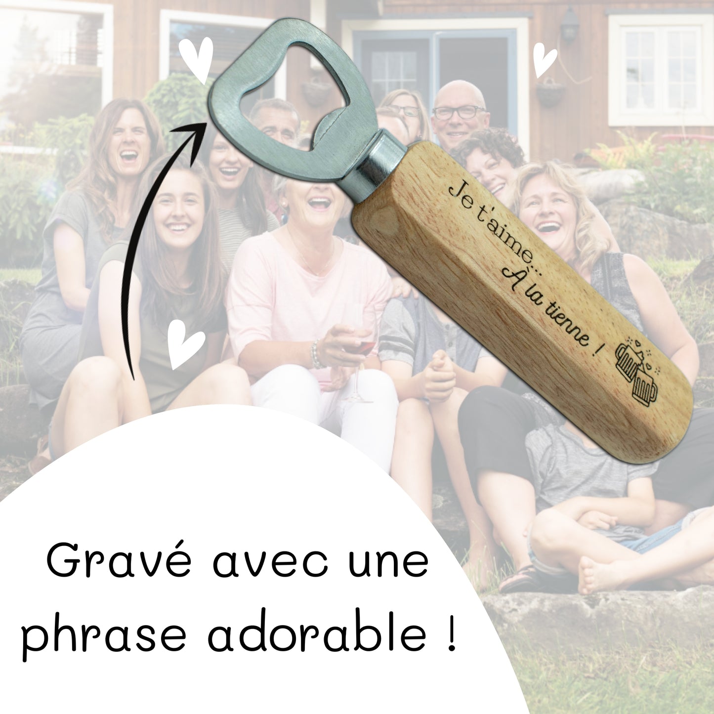 DECAPSULEUR MANCHE BOIS - JE T'AIME