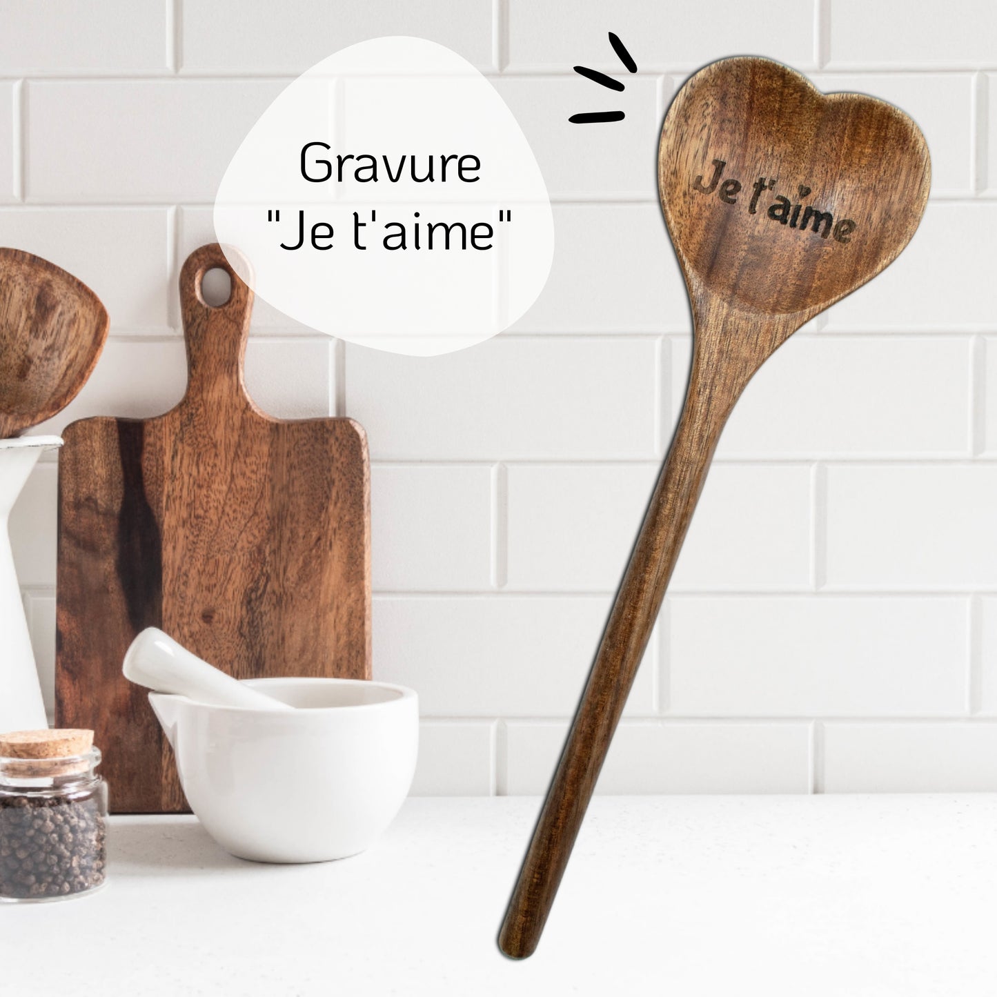 CUILLIERE COEUR - ACCACIA - JE T'AIME