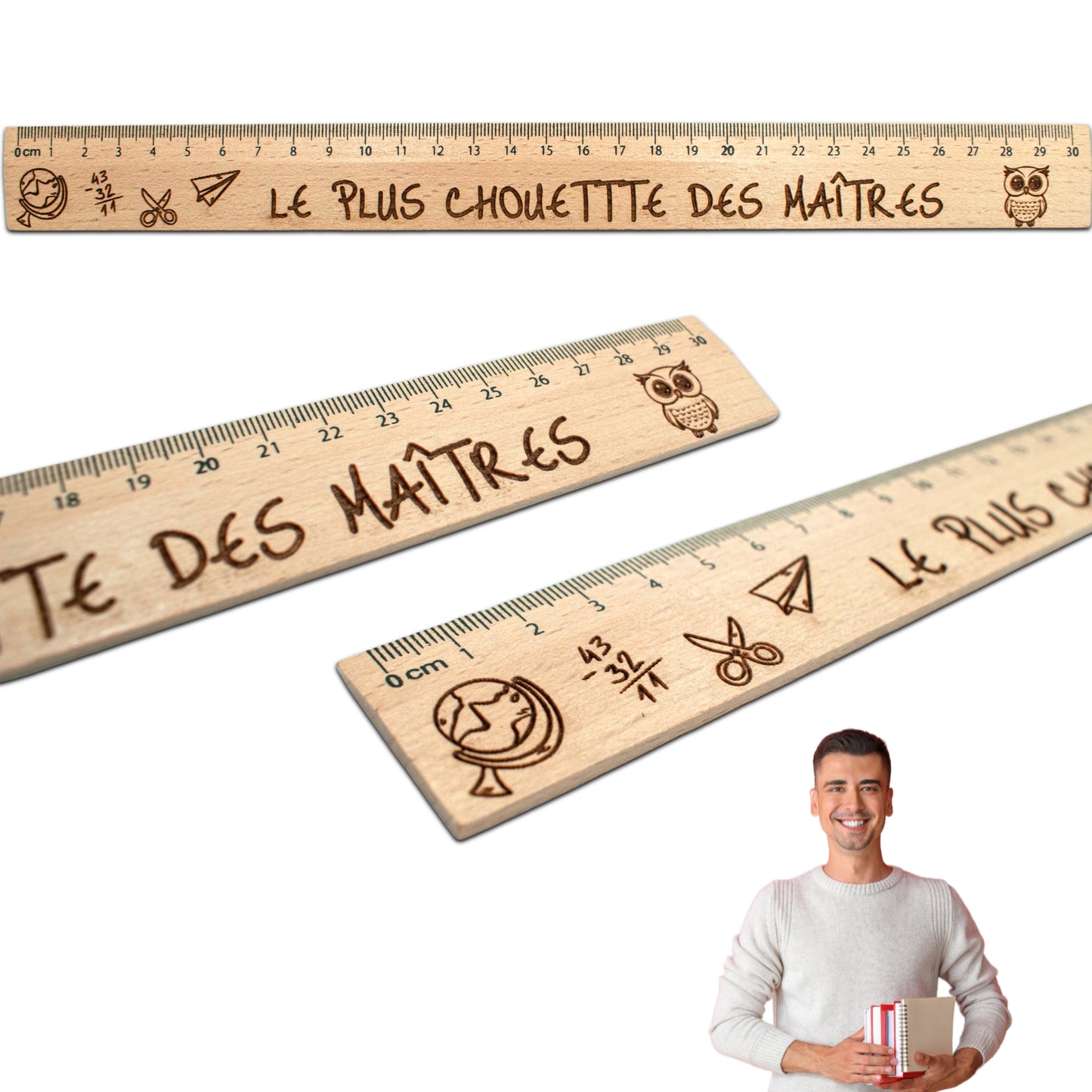 REGLE EN BOIS - 30 CM - MAITRE - LE PLUS CHOUETTE