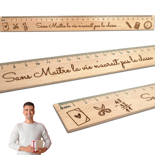 REGLE EN BOIS - 30 CM - MAITRE - LA CLASSE