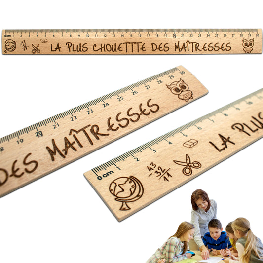 REGLE EN BOIS - 30 CM - MAITRESSE - LE PLUS CHOUETTE