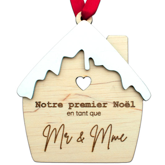 BOULE DE NOËL "MAISON" - PREMIER NOËL MR & MME