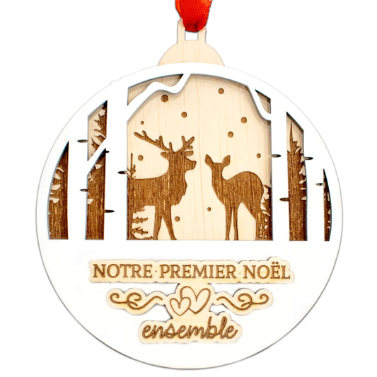 BOULE DE NOËL "FAMIILE' - NOTRE PREMIER NOËL ENSEMBLE