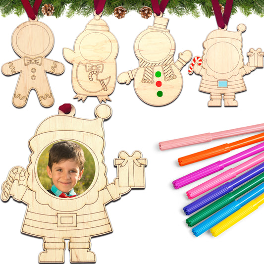 BOULES DE NOËL "COLORIAGE" - AVEC PHOTO (LOT DE 4)