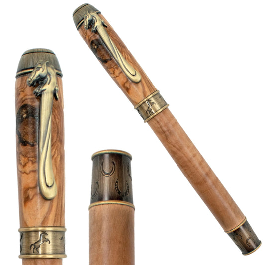 STYLO EN BOIS D'OLIVIER - MODELE CHEVAL (ROLLER)