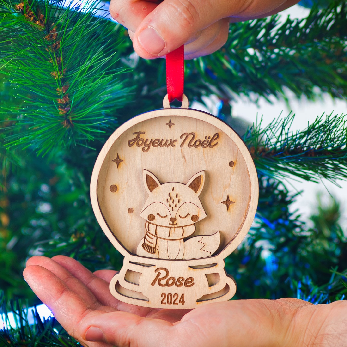 BOULE DE NOËL PERSONNALISÉE - JOYEUX NOËL (boule à neige renard)