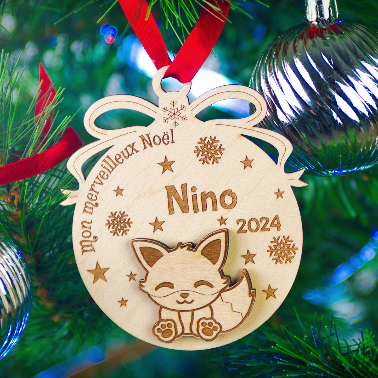 BOULE DE NOËL PERSONNALISÉE - RENARD MERVEILLEUX
