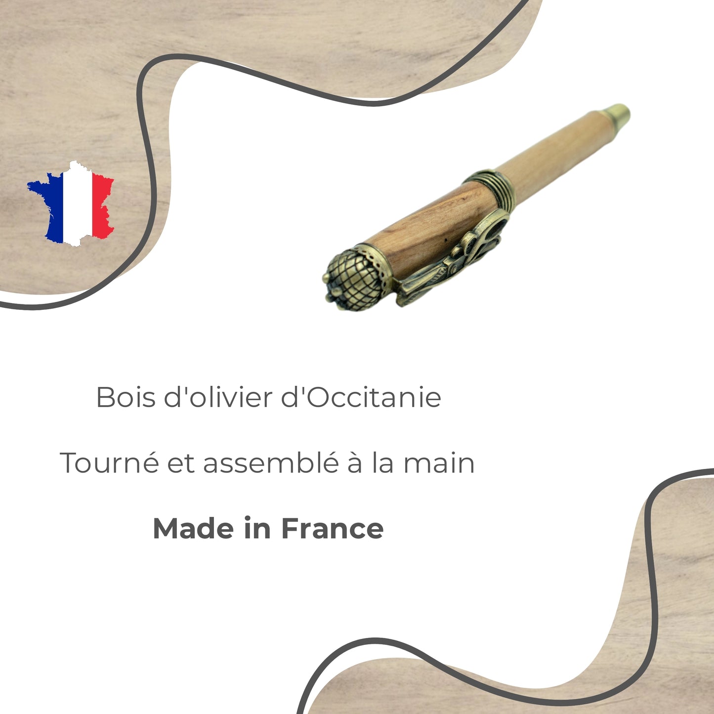 STYLO EN BOIS D'OLIVIER - MODELE COUTURE