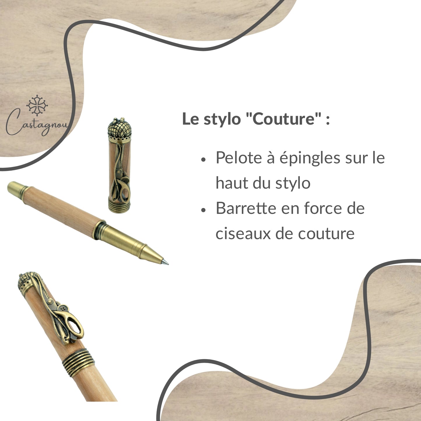 STYLO EN BOIS D'OLIVIER - MODELE COUTURE