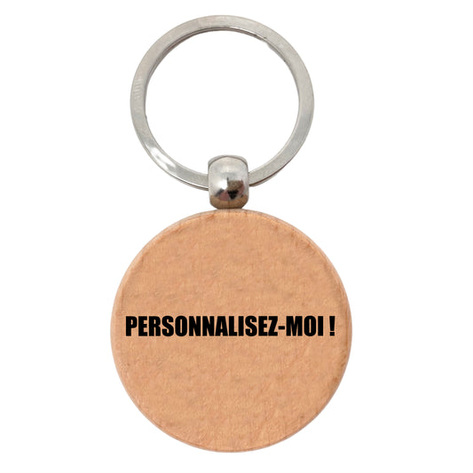 PORTE-CLEFS ROND EN BOIS - PERSONNALISABLE